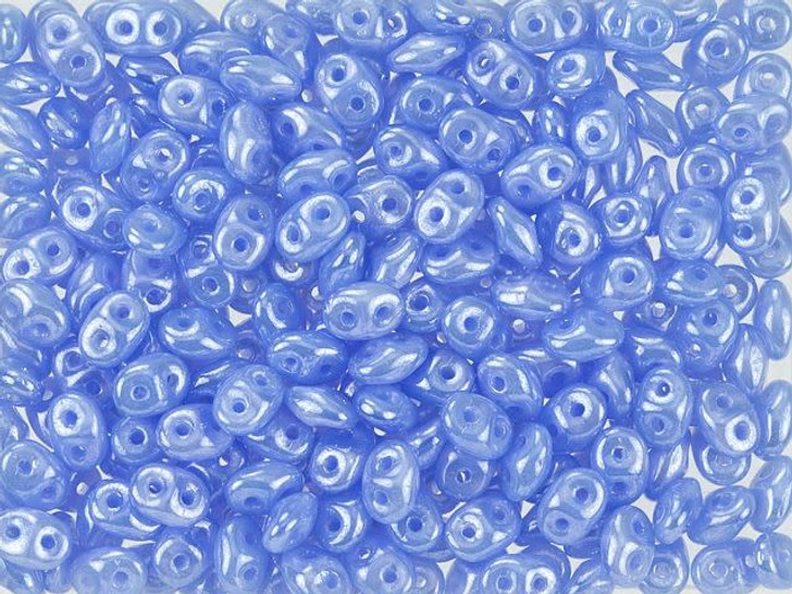 Matubo SuperDuo 2 x 5mm Milky Sapphire Luster 2-Hole Seed Bead 2.5-Inch Tube