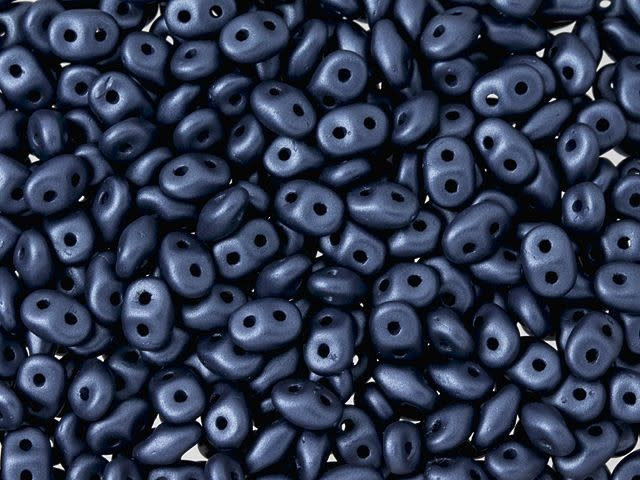 Matubo SuperDuo 2 x 5mm Navy Pearl Coat 2-Hole Seed Bead 2.5-Inch Tube