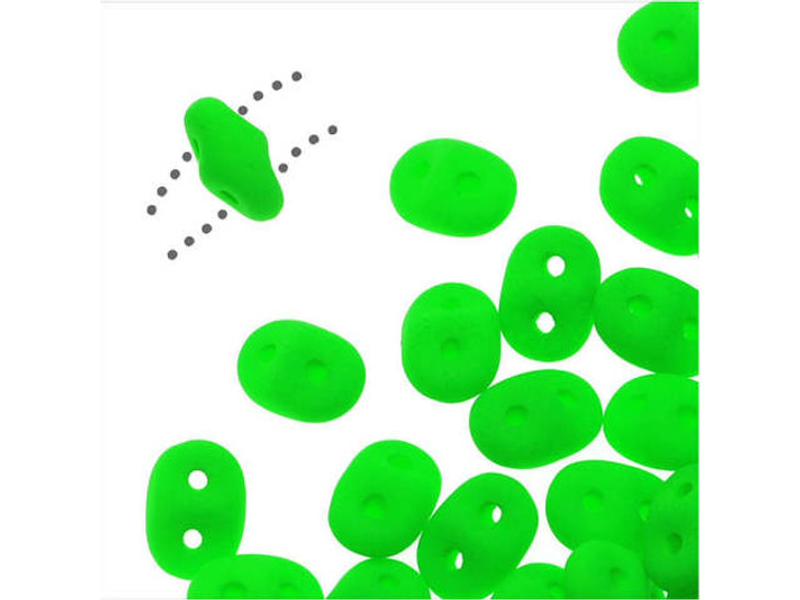 Matubo SuperDuo 2 x 5mm Neon Green 2-Hole Seed Bead 2.5-Inch Tube
