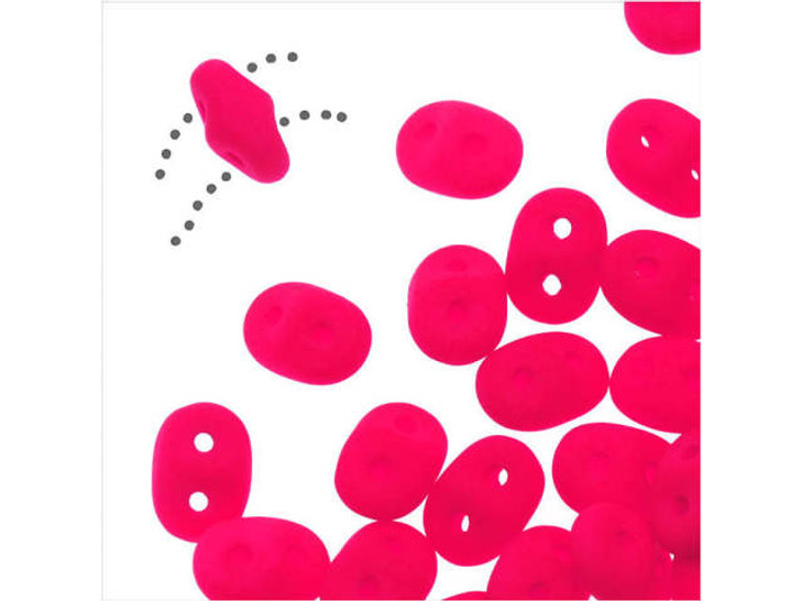 Matubo SuperDuo 2 x 5mm Neon Pink 2-Hole Seed Bead 2.5-Inch Tube