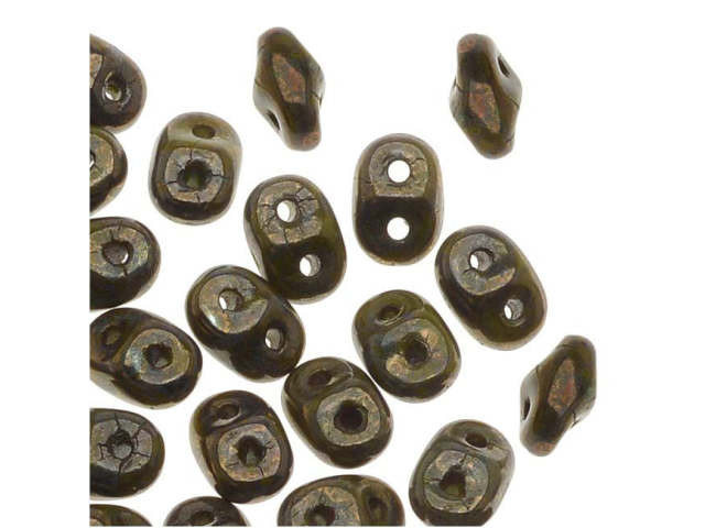 Matubo SuperDuo 2 x 5mm Opaque Olive Bronze Picasso 2-Hole Seed Bead 2.5-Inch Tube