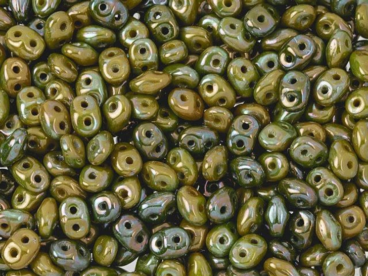 SuperDuo 2/5mm Two Hole Czech Glass Seed Beads - Dark Blue Green