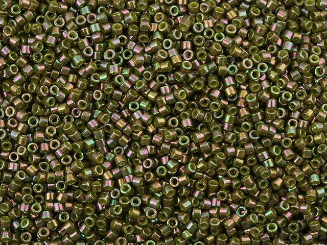 Miyuki 11/0 AB Olive/Pink Delica Seed Bead, 2.5-Inch Tube