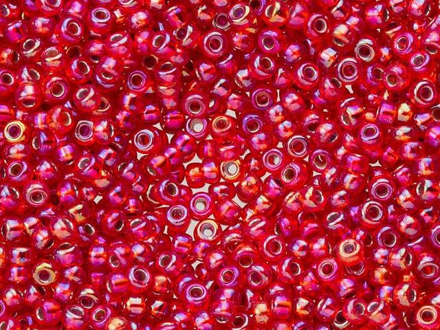 Miyuki 11/0 Round Seed Beads - Silver-Lined Flame Red AB 22g Vial