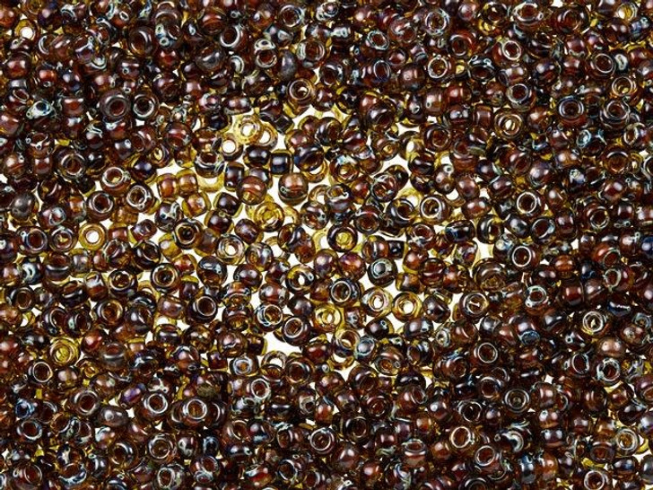 Miyuki Seed Beads - Picasso Transparent Light Smoky Topaz 8/0