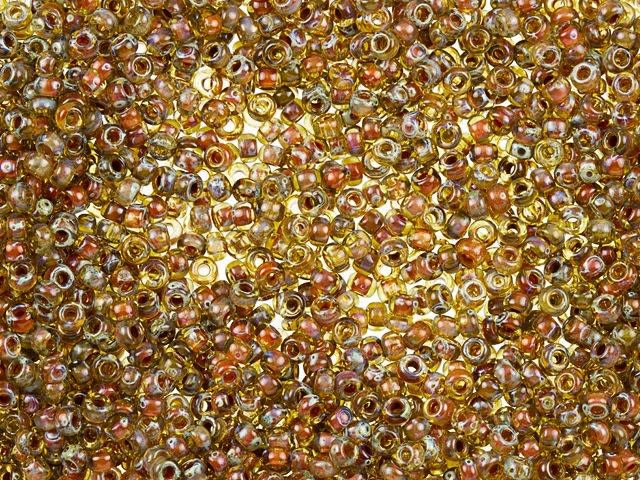 Miyuki 11/0 Round Seed Beads - Transparent Light Topaz Picasso 22g Vial