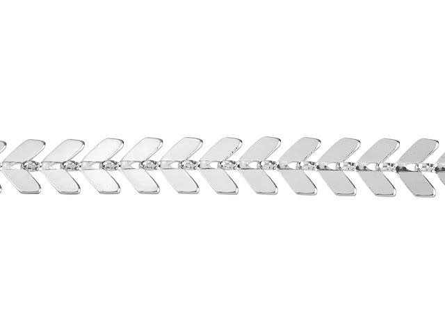 6.5mm Silver-Plated Brass Flat Chevron Link Chain by the Foot