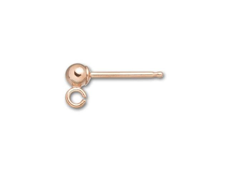 Rose Gold-Filled 14K/20 3mm Earring Post with Ring (1 Pair)