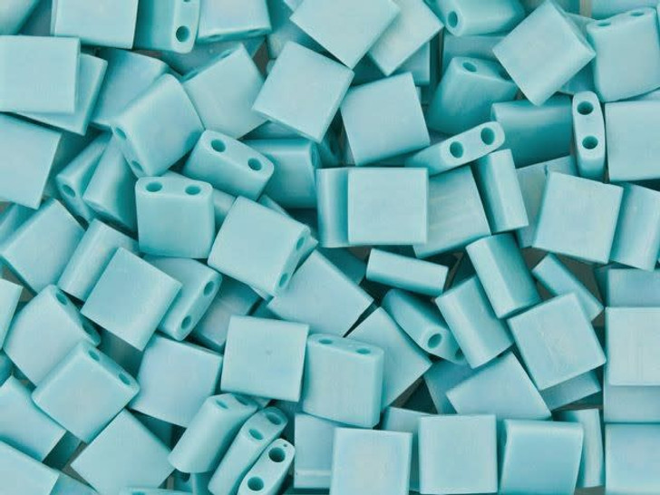 Miyuki 5mm Opaque Frosted Rainbow Aqua Tila Square Bead 2.5-Inch Tube