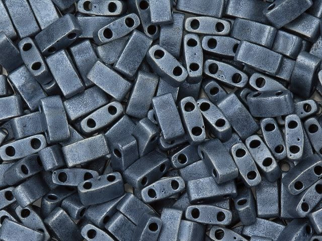 Miyuki 5 x 2.3mm Metallic Matte Blue-Grey Half Tila Bead, 2.5-Inch Tube