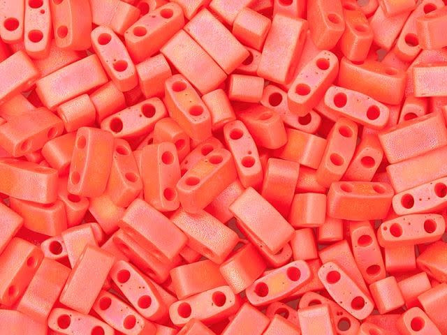 Miyuki 5x2.3mm Opaque Matte Rainbow Dark Orange Half Tila Bead 2.5-Inch Tube