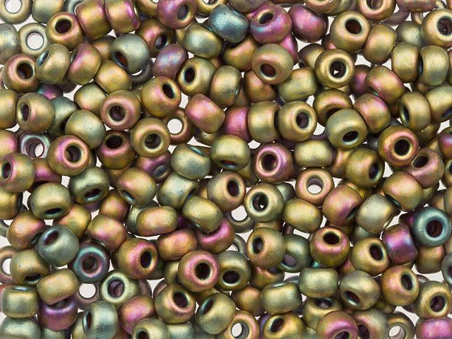 Miyuki 6/0 Round Seed Beads - Opaque Green Pink AB Matte Luster 22g Vial