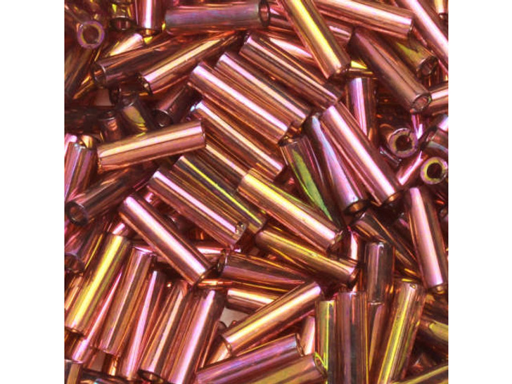 Miyuki 6mm Dark Topaz Rainbow Gold Bugle Beads 5-Inch Tube