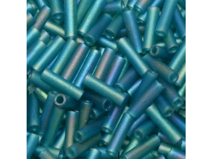 Miyuki 6mm Matte Teal AB Bugle Beads 5-Inch Tube