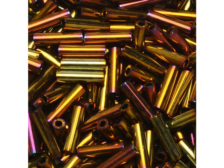 Miyuki 6mm Metallic Gold Iris Bugle Beads 5-Inch Tube