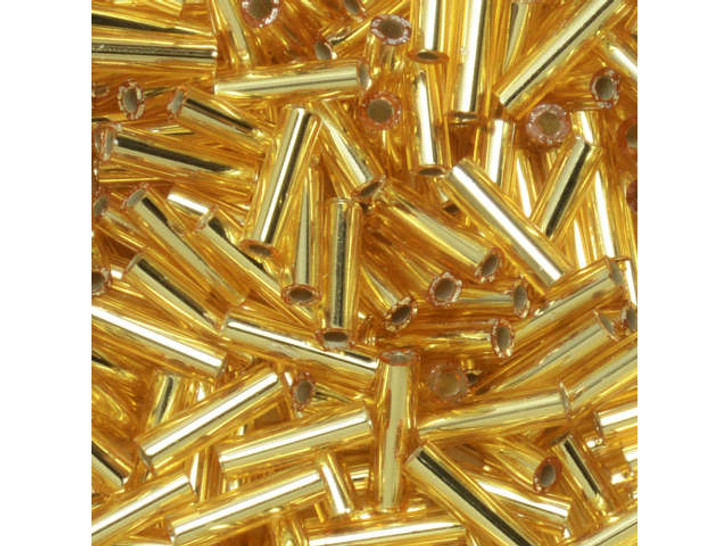 Miyuki 6mm Silver Lined Gold Bugle Beads 5-Inch Tube