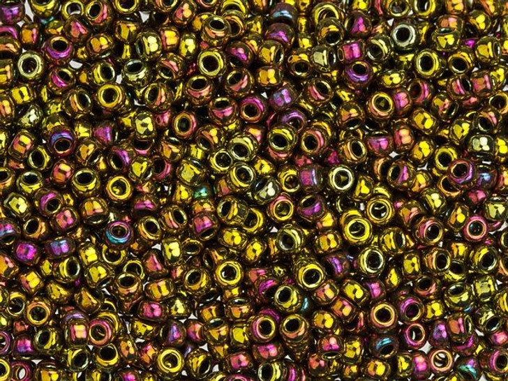 Miyuki 8/0 Round Seed Beads - Metallic Light Bronze Iris AB 22g Vial
