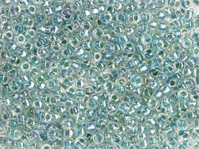 Miyuki 8/0 Round Seed Beads - Seagreen-Lined Crystal AB 22g Vial