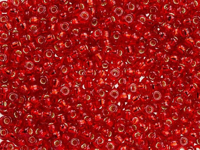 Miyuki 8/0 Round Seed Beads - Silver-Lined Flame Red 22g Vial