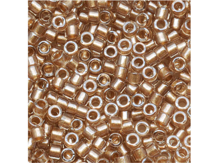 Miyuki 11/0 Color-Lined Sparkle Crystal/Taupe Delicas, 2.5-Inch Tube