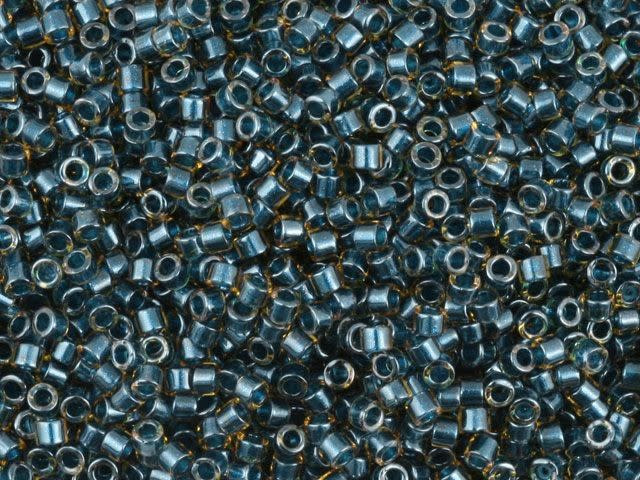 Miyuki 11/0 Color-Lined Sparkle Lt Topaz/Midnight Teal Delica Seed Beads 2.5-Inch Tube