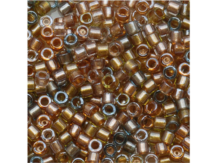 Miyuki 11/0 Color-Lined Sparkle Taupe/Amber Mix Delicas, 2.5-Inch Tube