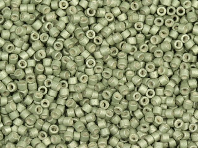 Miyuki 11/0 Galvanized Matte Aloe Green Delica Seed Beads 2.5-Inch Tube