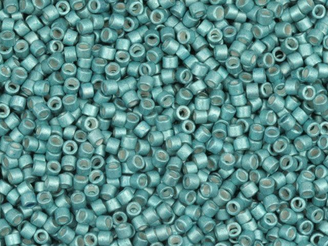 Miyuki 11/0 Galvanized Semi-Matte Dark Aqua Delica Seed Beads 2.5-Inch Tube
