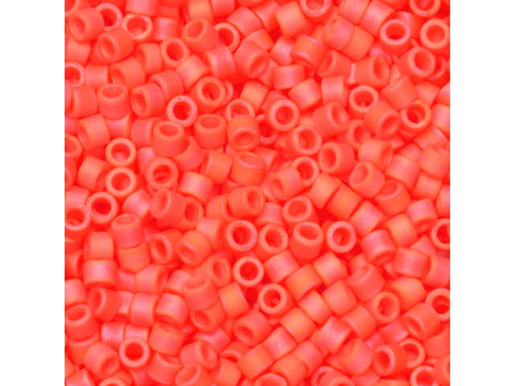 Miyuki 11/0 Opaque AB Matte Bright Orange Delica Seed Beads 2.5-Inch Tube