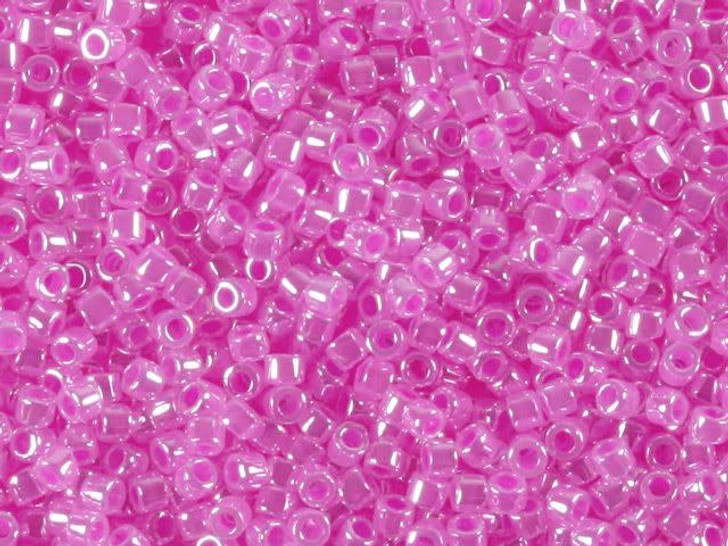 Miyuki 11/0 Crystal Fuchsia Ceylon Lined-Dyed Delica Seed Beads 2.5-Inch Tube