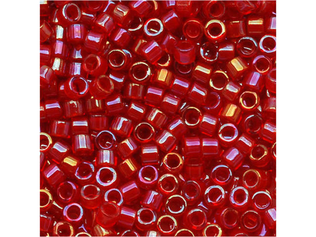 Miyuki 11/0 Trans AB Red Delica Seed Beads 2.5-Inch Tube