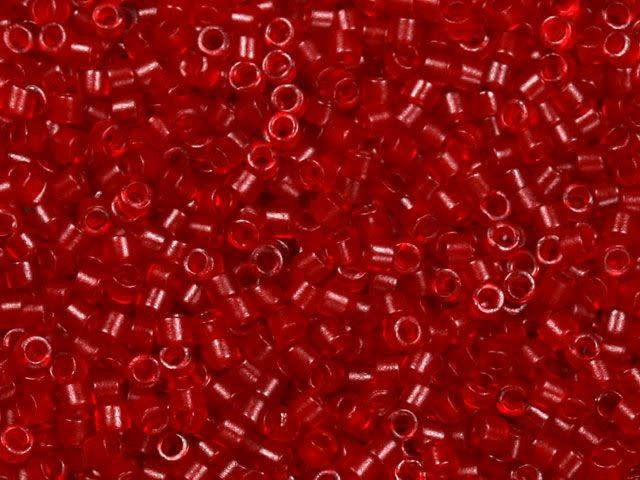 Miyuki 11/0 Trans Matte Red Delica Seed Beads 2.5-Inch Tube