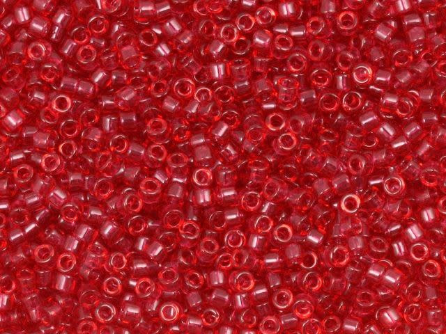 Miyuki 11/0 Trans Orange Red Delica Seed Beads 2.5-Inch Tube