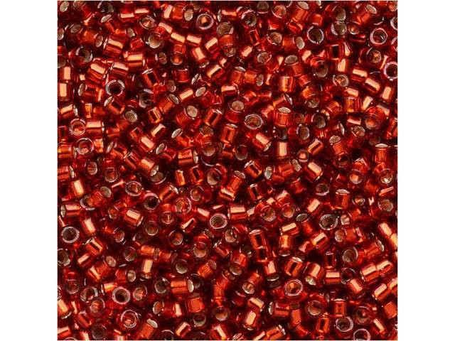 Miyuki 11/0 Trans Silver-Lined Ruby Red Delica Seed Beads 2.5-Inch Tube