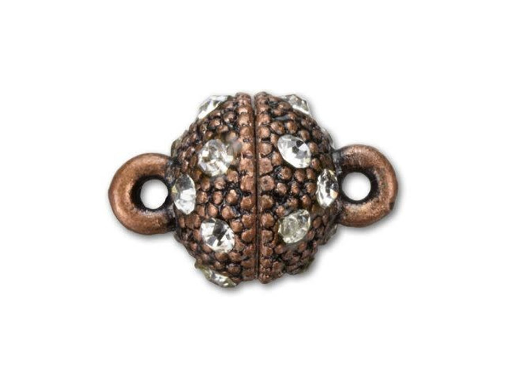 14x10mm Antique Copper-Plated Faceted Rhinestone Magnetic Clasp