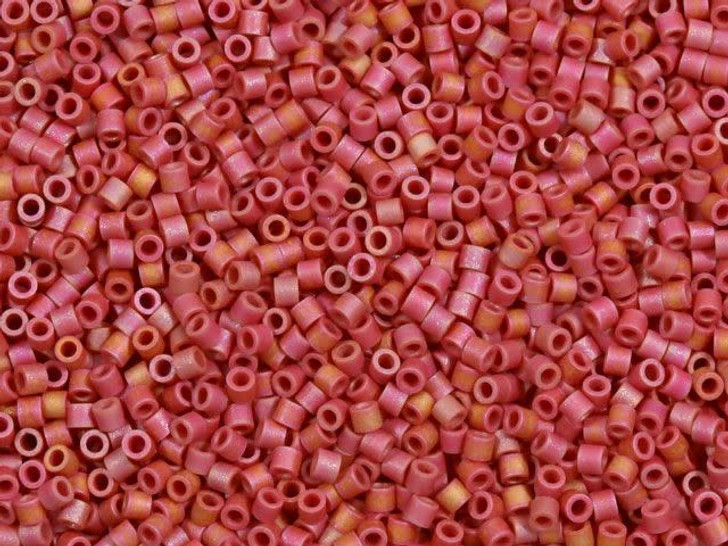 Miyuki 8g 15/0 Opaque AB Matte Dark Berry/Fuchsia Delicas, 2.5-Inch Tube