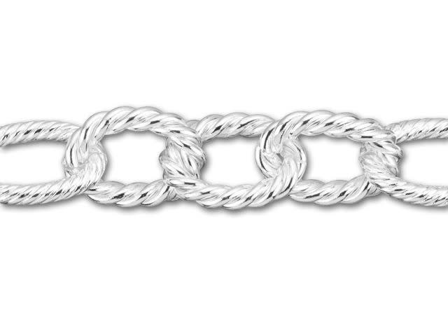 15x10.5mm SilverPlated Rings and Twists Chain by the Foot