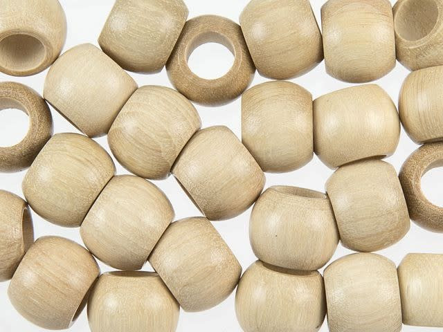 Natural 14 x 11mm Round Large-Hole Euro Wood Beads