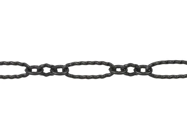 Nite Black-Plated Brass Etched Figaro Chain by the Foot