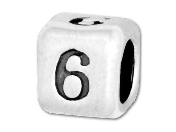Sterling Rounded Number Bead - 6