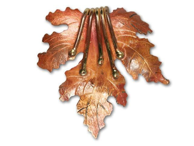 Patricia Healey Copper Oak Leaf Pendant with Tendrils