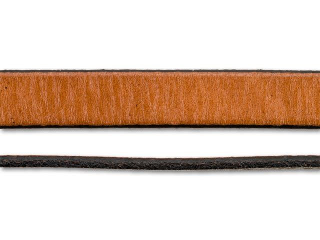 Regaliz 10mm Flat Tobacco Brown and Black Leather by the Inch