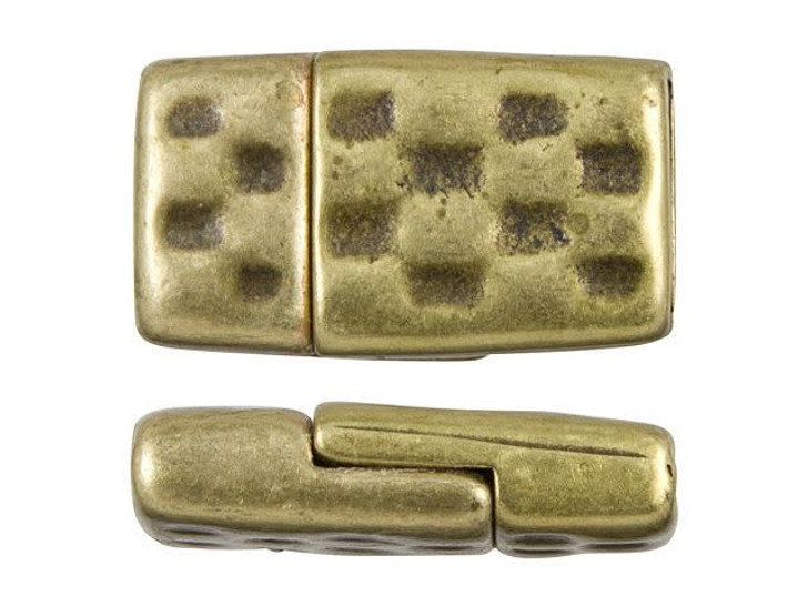Regaliz 23.5x13.5mm Antique Brass-Plated Checkerboard Magnetic Clasp Set