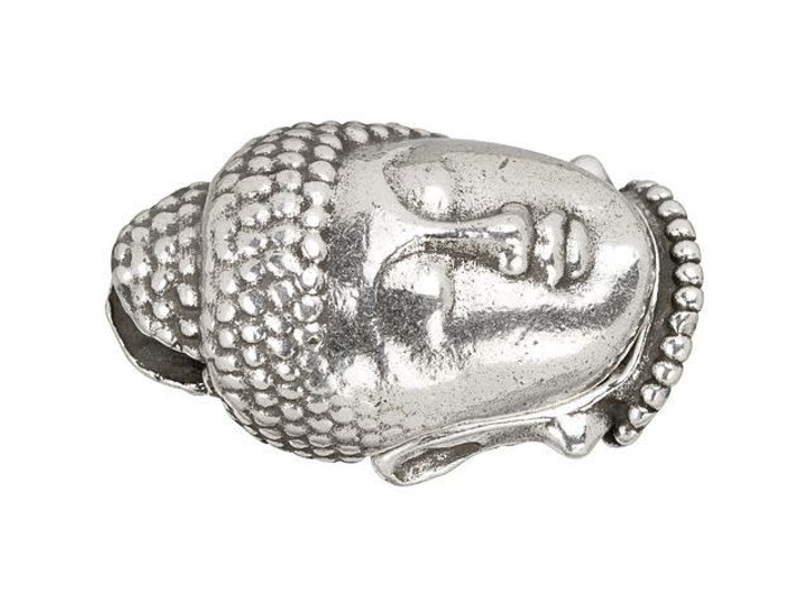 Regaliz Antique Silver-Plated Buddha Magnetic Clasp for 10mm Flat Leather