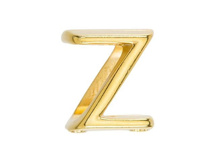 Regaliz Gold-Plated Pewter Alphabet Slider Bead for Oval Leather - Z