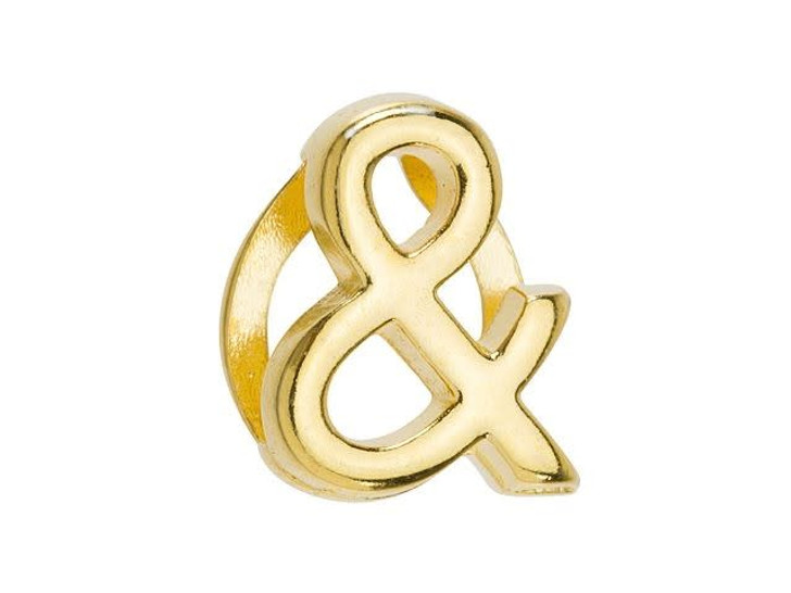Regaliz Gold-Plated Pewter Ampersand Slider Bead for Flat Leather