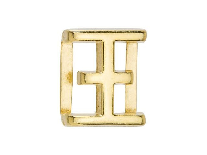 Regaliz Gold-Plated Pewter Greek Alphabet Slider Bead for Flat Leather - XI Regaliz Gold-Plated Pewter Greek Alphabet Slider Bead for Flat Leather - XI