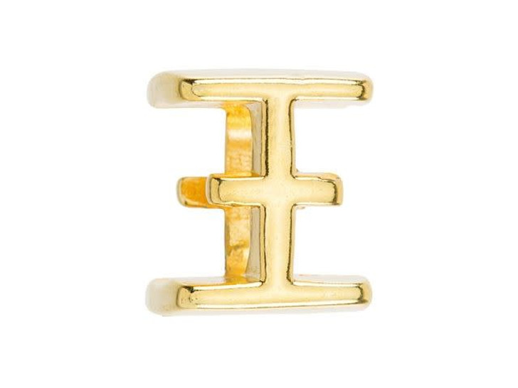 Regaliz Gold-Plated Pewter Greek Alphabet Slider Bead for Oval Leather - XI Regaliz Gold-Plated Pewter Greek Alphabet Slider Bead for Oval Leather - XI