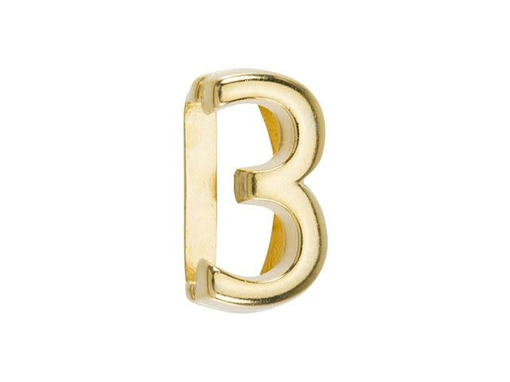 Regaliz Gold-Plated Pewter Number Slider Bead for Flat Leather - 3 Regaliz Gold-Plated Pewter Number Slider Bead for Flat Leather - 3