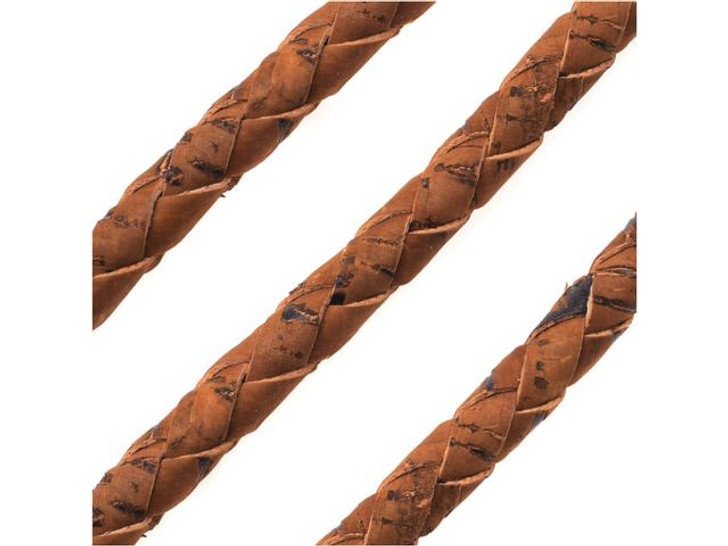 Regaliz Saddle Brown Hollow Braided Cork Cord by the Inch